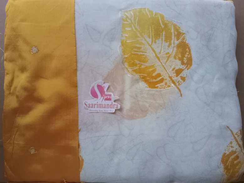 Dall Moss Printed Saree with Lace - MLTAN - Yellow Mix